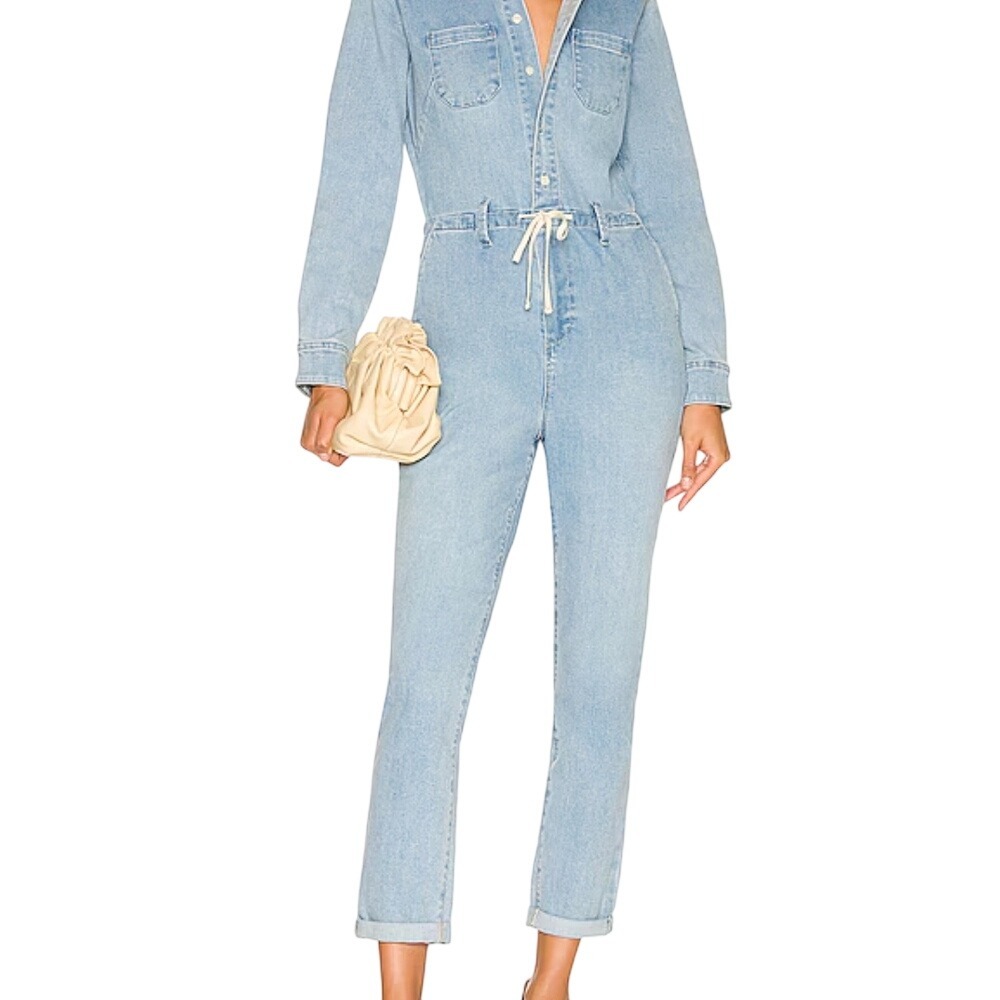 PAIGE Christy Long Sleeve  Light‎ Blue Denim Jumpsuit SZ: 0